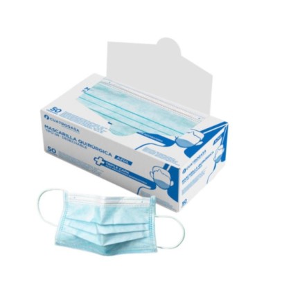 MASCARILLAS QUIRURGICAS IIR 3CAPAS C/GOMAS 50UD