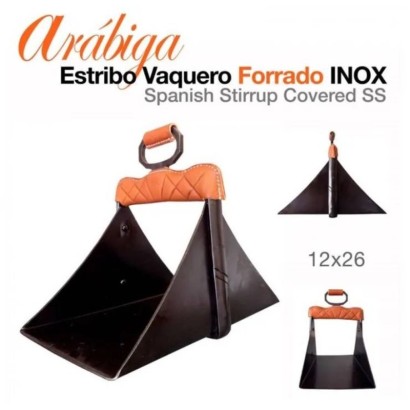 ESTRIBO VAQUERO ARÁBIGA FORRADO INOX 12X26