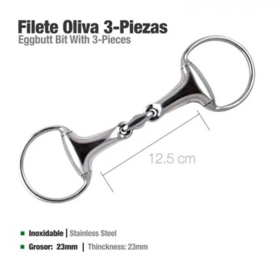 FILETE OLIVA 3 PIEZAS INOX GROSOR 23MM