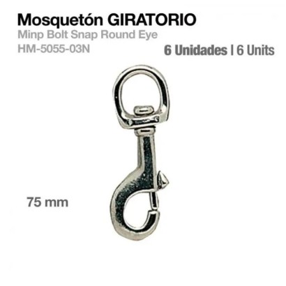 MOSQUETON GIRATORIO HM-5055-03N CROMADO 6 UNIDADES