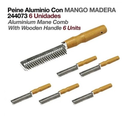 PEINE ALUMINIO CON MANGO MADERA 244073 6 UDS