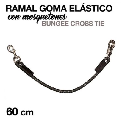 RAMAL GOMA ELASTICO CON MOSQUETONES ZALDI NEGRO 60CM