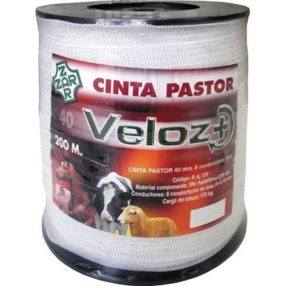 BOBINA CINTA ELECTRICA ZAR VELOZ 40 MM 200 M