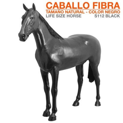 CABALLO FIBRA TAMAÑO NATURAL NEGRO S112