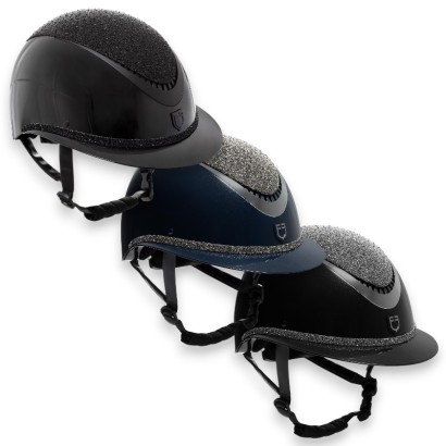 CASCO EQUESTRO CON BRILLANTES VISERA ANCHA