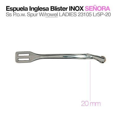 ESPUELA INGLESA BLISTER INOX SEÑORA CON RULETA DE 20MM