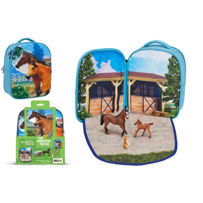 MOCHILA CABALLOS 3D CON 3 FIGURAS