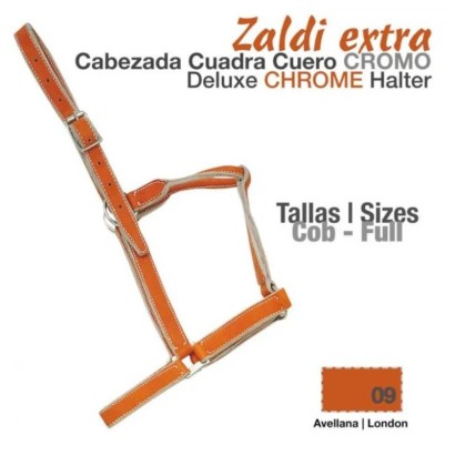 CABEZADA CUADRA CUERO CROMO ZALDI EXTRA