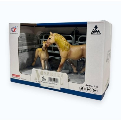 JUGUETE PACK YEGUA Y POTRO CREMELLO